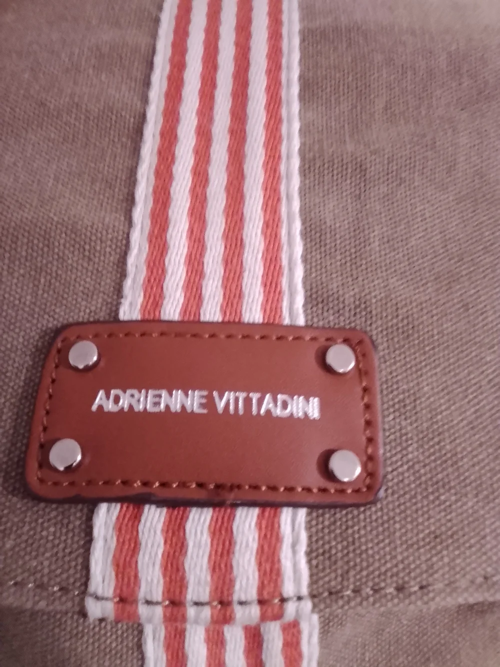 Unbranded Khaki Canvas Backpack with Red-White Stripe